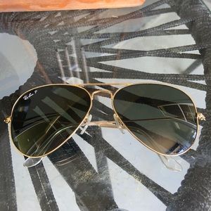 Rayban Polarized Green and Gold Aviators
